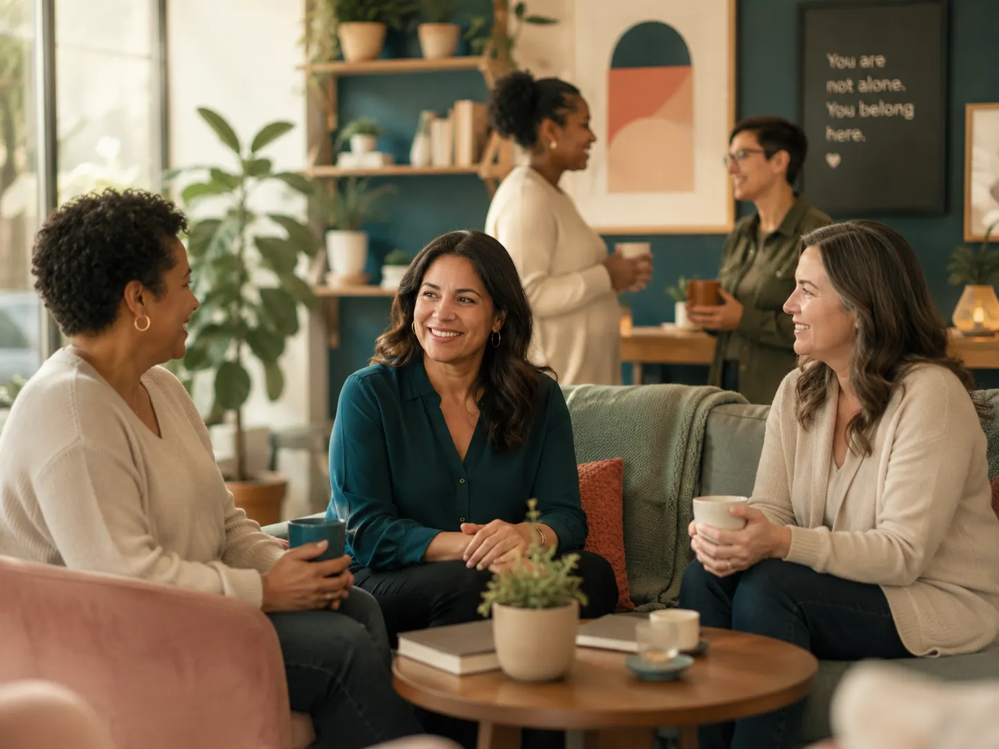 Single parents connecting in a welcoming community setting